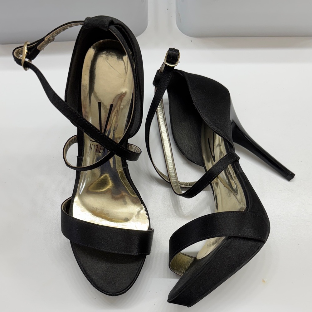 Vizzano Black Satin Women's Heels